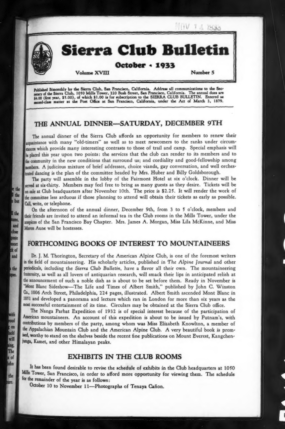 Sierra Club Bulletin 1933 Vol 18 No 5 October cover